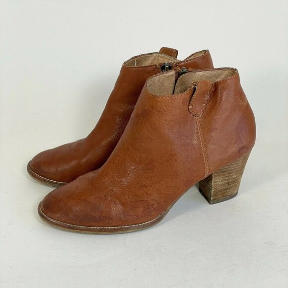 Madewell Womens Billie Ankle Bootie Leather Boots Brown Sz 6.5 Stacked Heels Zip - Picture 3 of 12